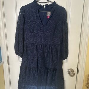 Elegant Navy Lace Dress